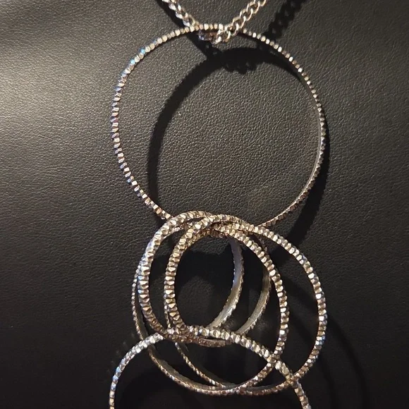 Express Geometric Circles Long Statement Necklace - Picture 3 of 5